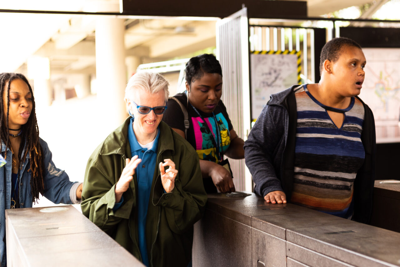 Adults in the community using the metro